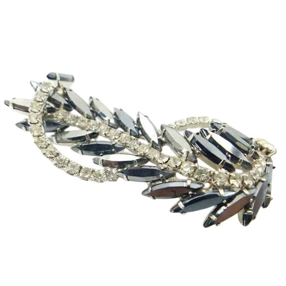 Vintage Rhinestone Clef Shaped Brooch Rare 40s-50s Book Piece - Retro Music Gift - Picture 1 of 8